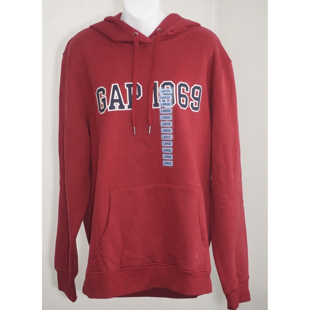 Gap Large Red Fleece Logo Hoodie 1969 Graphic Sweatshirt